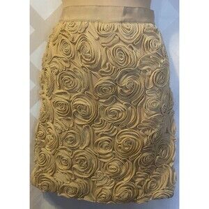 BANANA REPUBLIC Metallic Gold Rosette Stretch Pencil Skirt 8 Fairy Coquette
